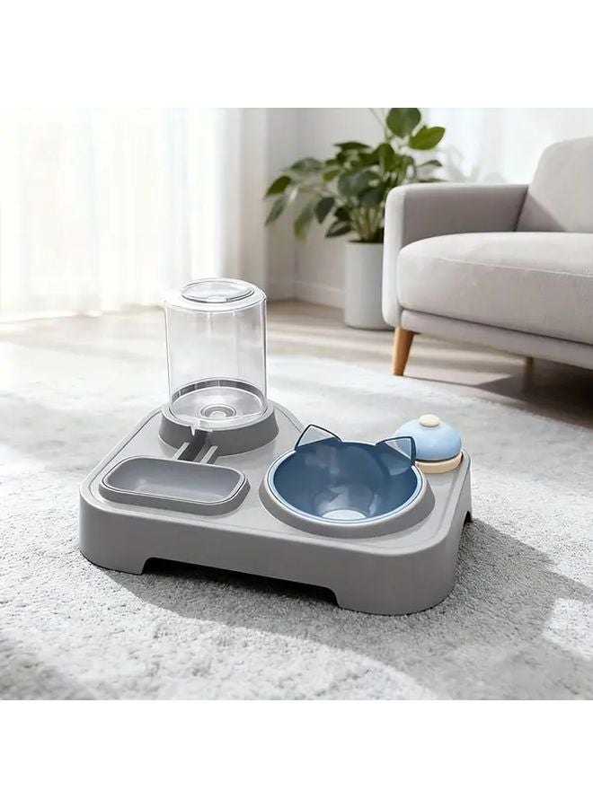 Automatic Pet Feeder With Alarm Blue Base Elevated Bowl Anti Tip For Cats Dogs - Image 1